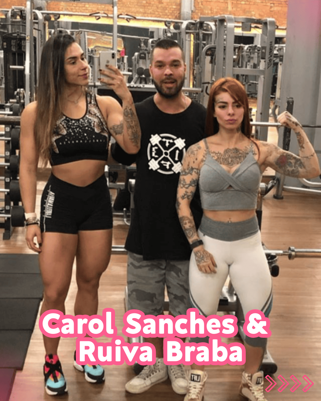 Ti Franco com famosas do mundo fitness que aprovaram seus trein